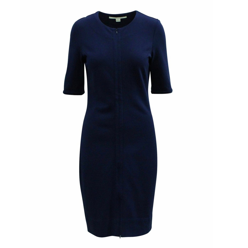 Diane Von Furstenberg Saturn Navy Blue Zipper Detail Dress SZ 6 - Picture 1 of 6